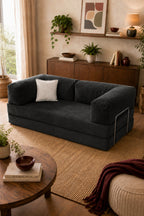 Karo Lego Modüler Kanepe Yatak Yıkanabilir Kılıflı Sünger Koltuk Yatak - Siyah