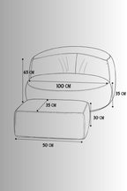 Peluş Twist 100 cm Fitilli Peluş Puf Koltuk Ayak Puflu Yıkanabilir Kılıflı TV Okuma ve Oyun Koltuğu - Bej
