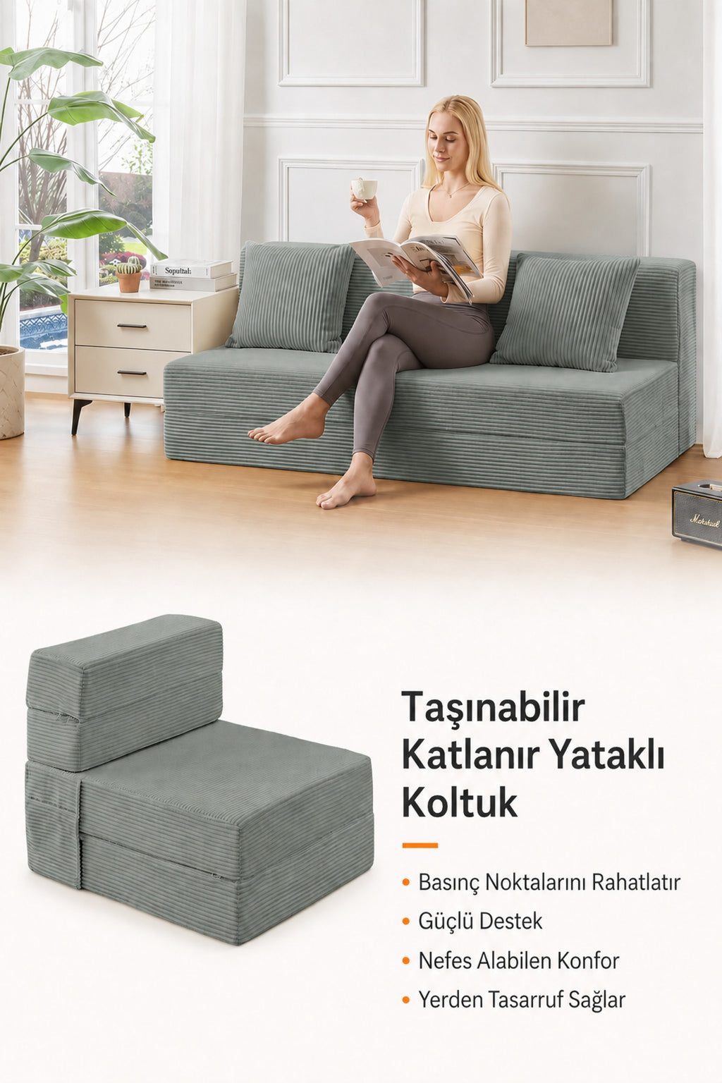 Mola Çok Fonksiyonlu Yataklı Koltuk - Yeşil