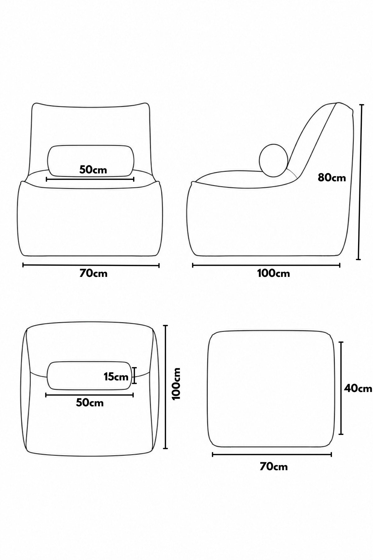 S Luna Armut Puf Koltuk – Fitilli Kadife Kumaş, Ekstra Konforlu - Kiremit