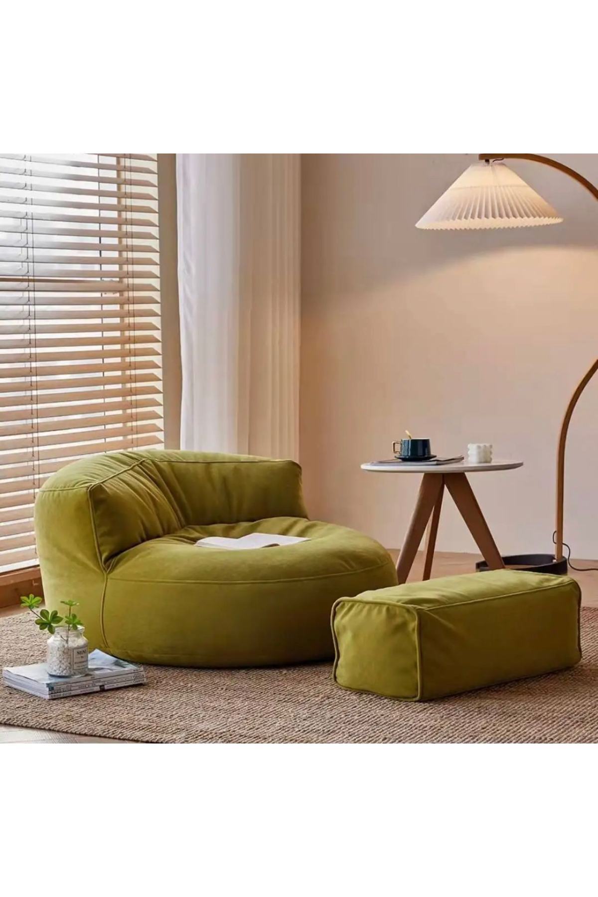 GoodNight&SoftHome Twist Puf Berjer Takım Rahat Yeni Nesil Bench - Haki - 100 x 100