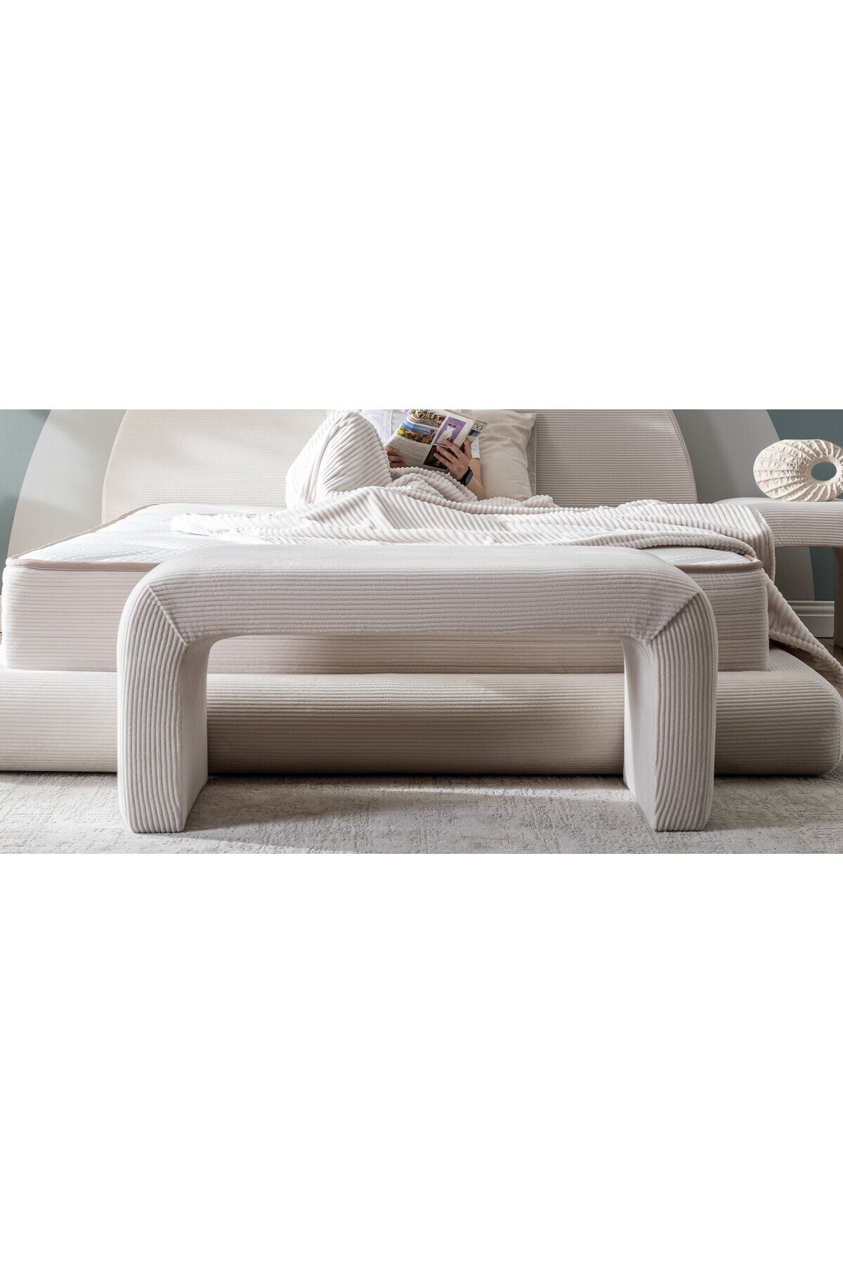Yeni Nesil Duo Legom Bench - İkili Tabure & Sehpa Seti - Kahverengi