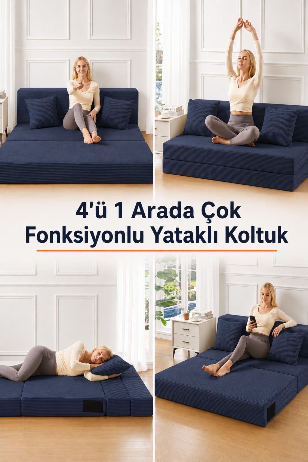 Mola Çok Fonksiyonlu Yataklı Koltuk - Lacivert
