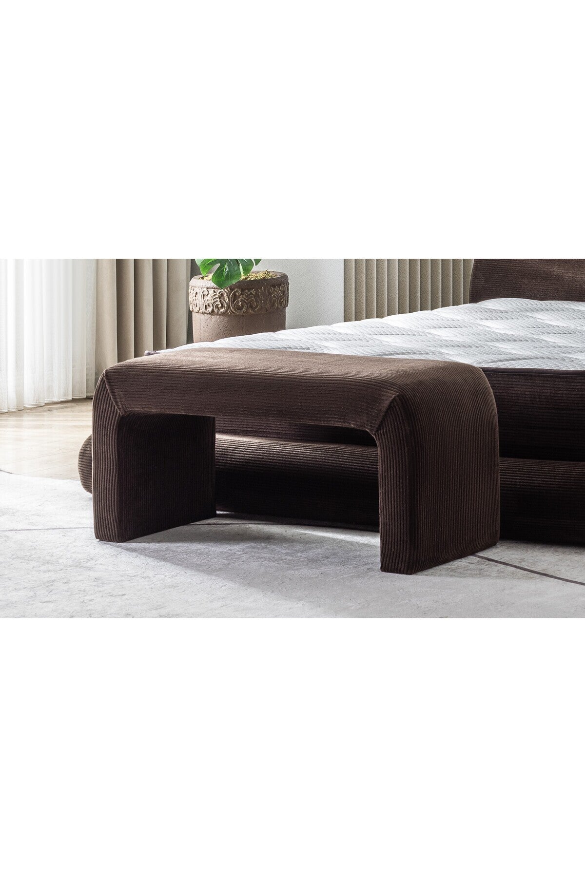 Yeni Nesil Duo Legom Bench - İkili Tabure & Sehpa Seti - Kahverengi - 60 x 100