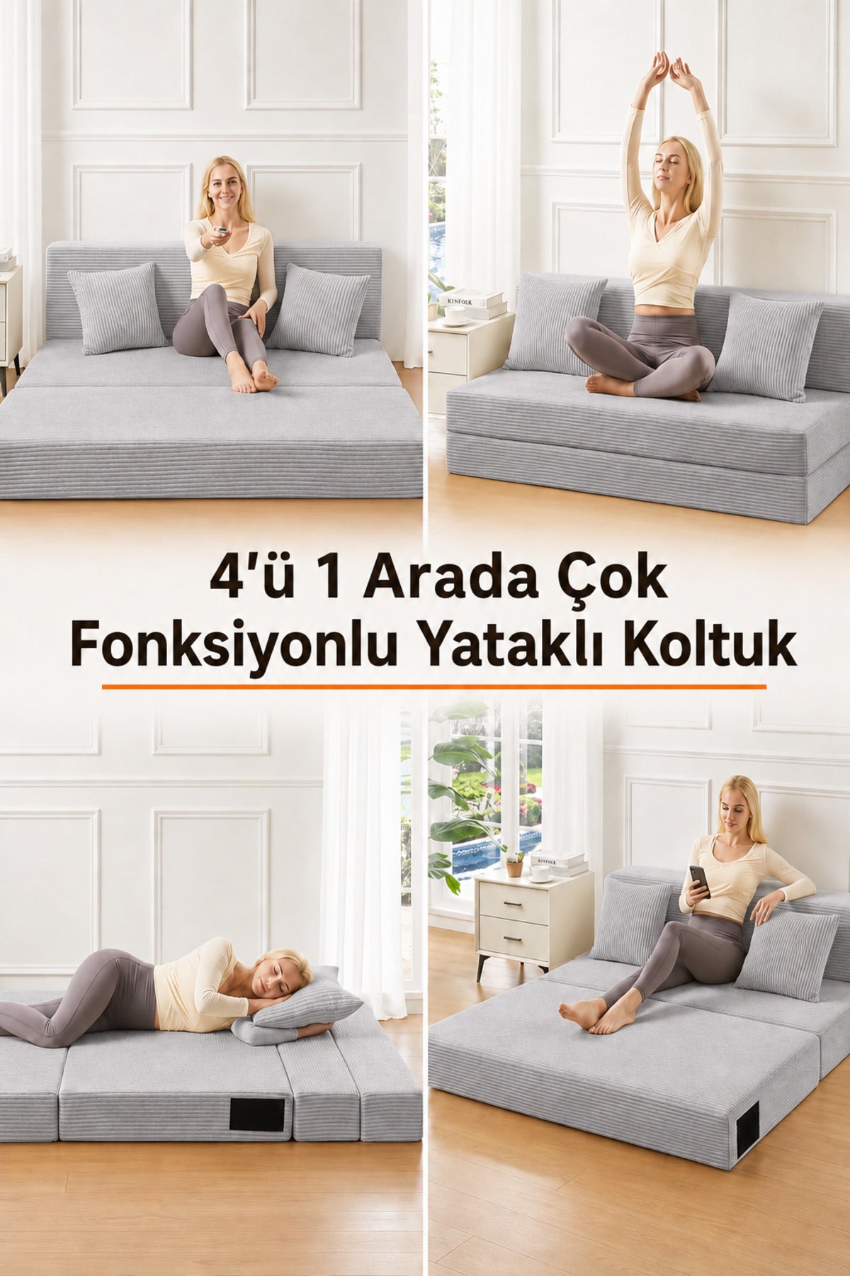 Mola Çok Fonksiyonlu Yataklı Koltuk - Gri