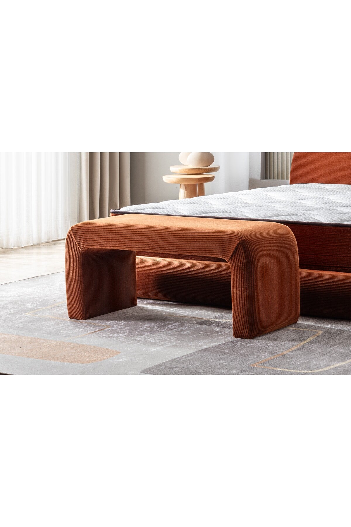Yeni Nesil Duo Legom Bench - İkili Tabure & Sehpa Seti - Kiremit - 60 x 100