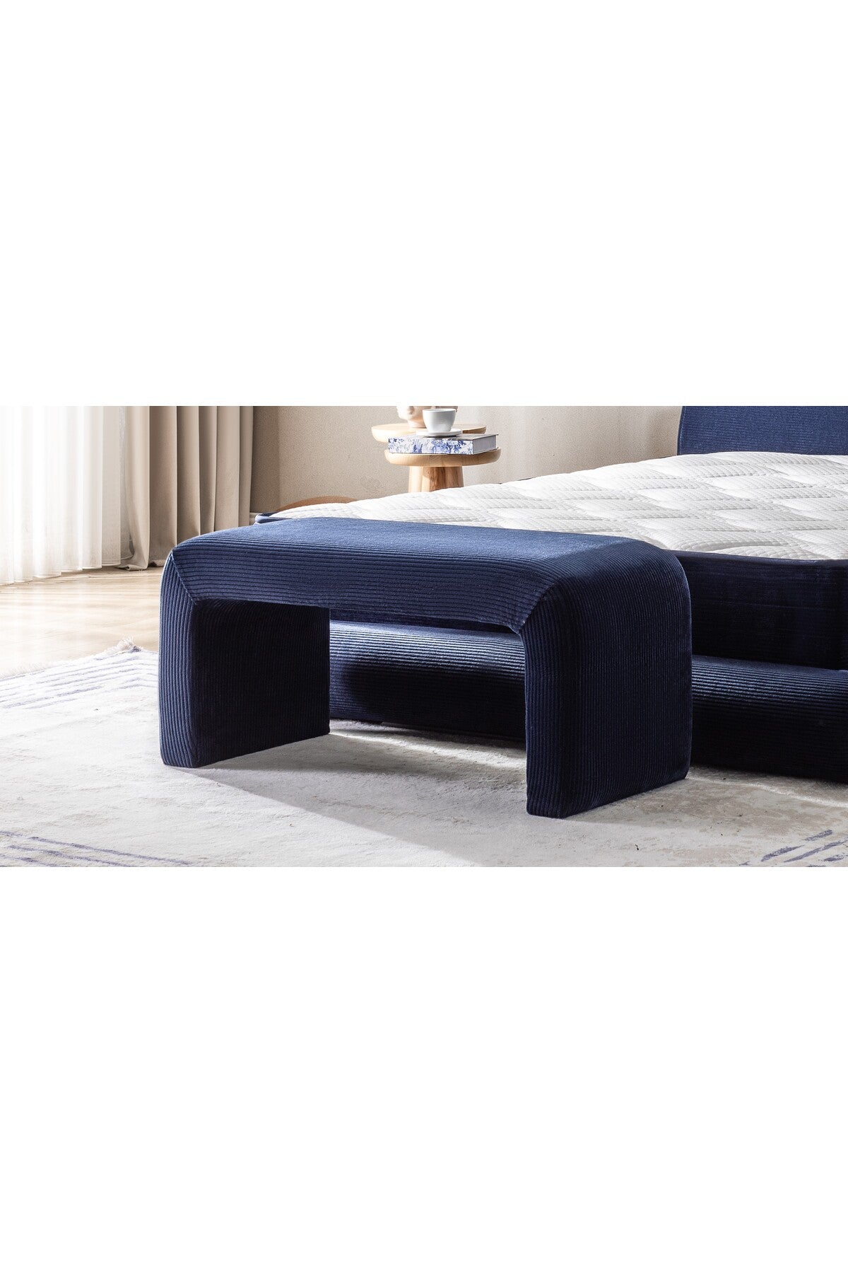 Yeni Nesil Duo Legom Bench - İkili Tabure & Sehpa Seti - Lacivert - 60 x 100
