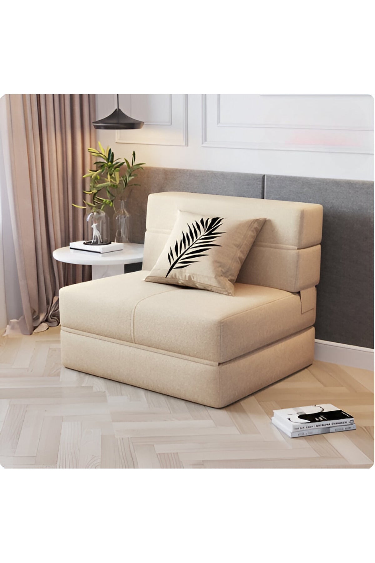 Twix Tek Kişilik Katlanır Yataklı Koltuk 72cm - Bej