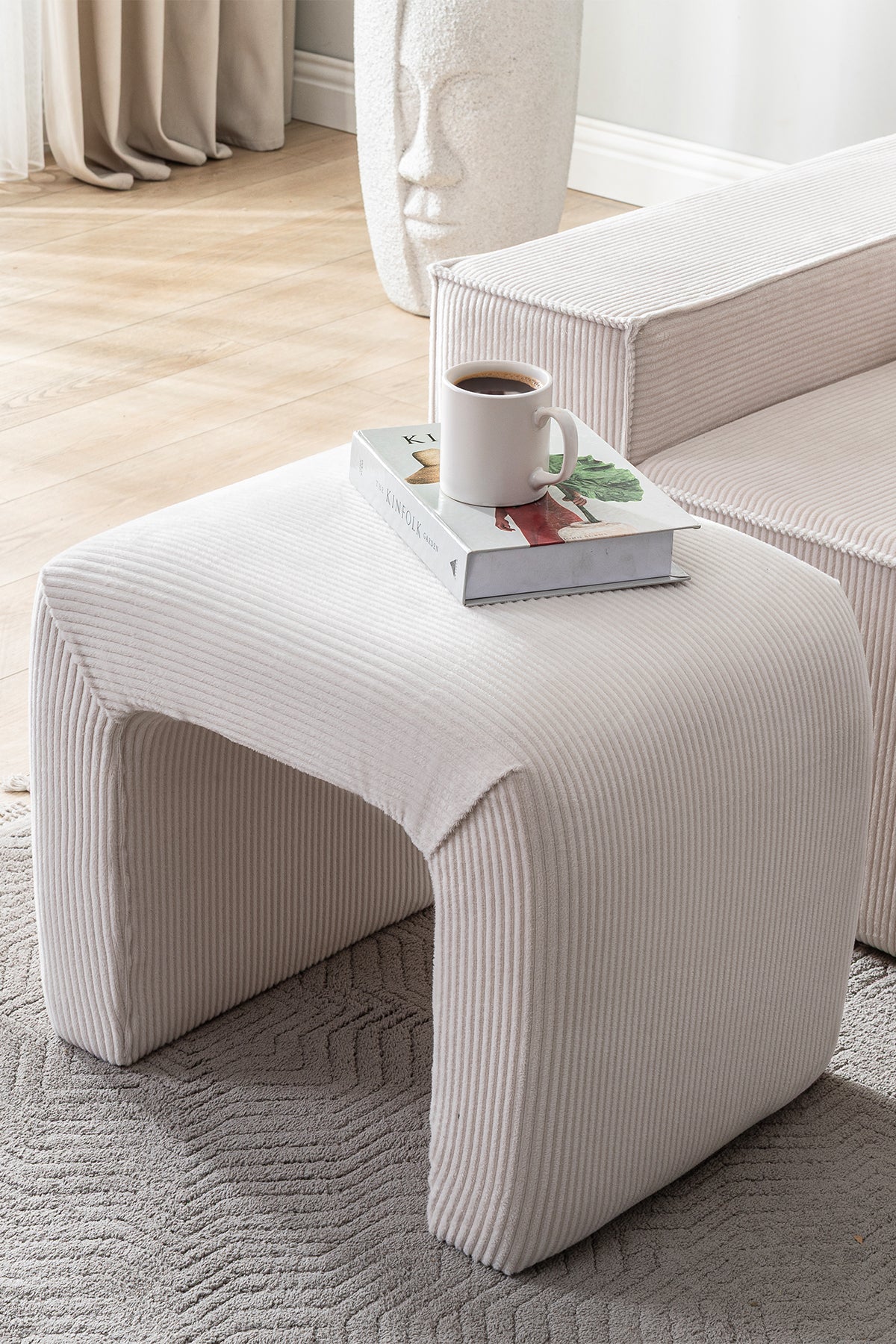 Yeni Nesil Legom Bench Sandalye&Sehpa Tekli - Krem - 60 x 42