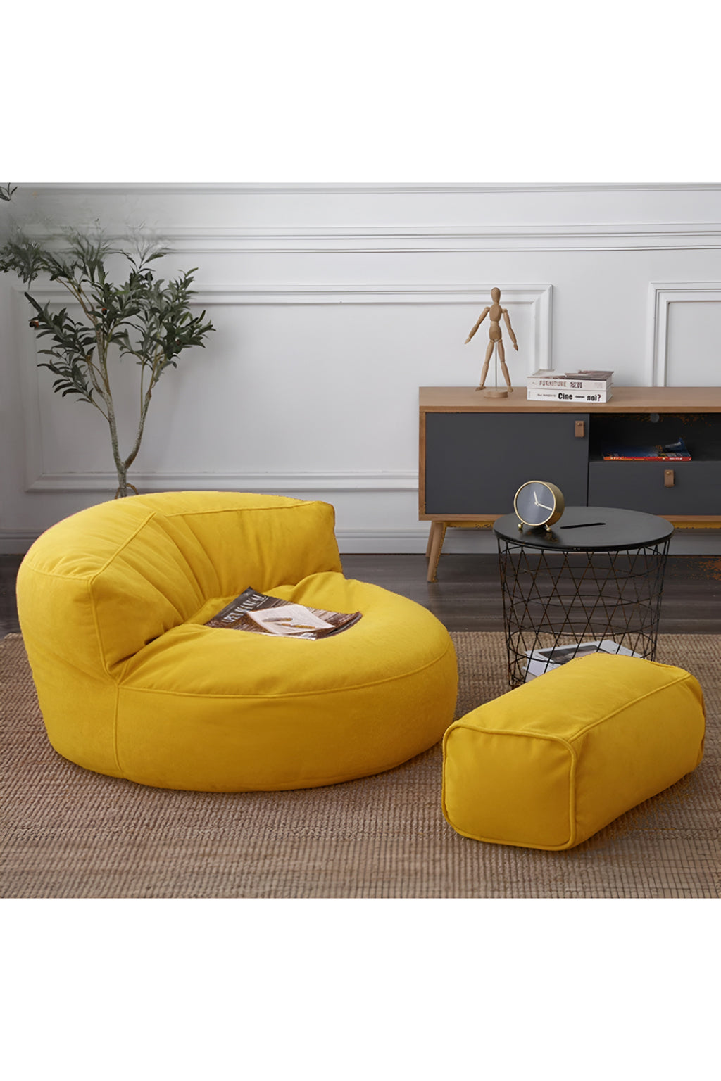 GoodNight&SoftHome Twist Puf Berjer Takım Rahat Yeni Nesil Bench - Sarı - 100 x 100