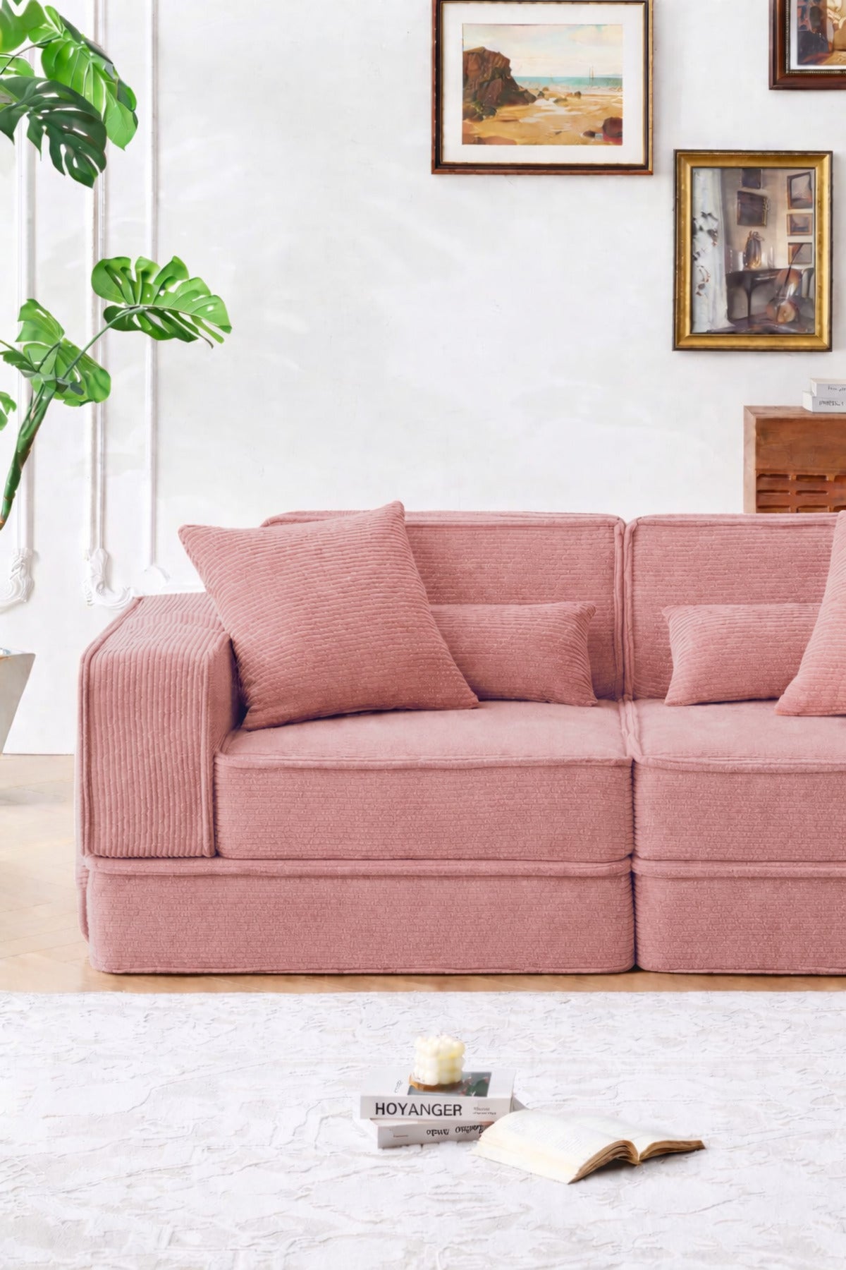 Manora Koltuk Yatak Modüler 2’li – Sünger Kanepe, Yıkanabilir Kılıflı, Çok Amaçlı - Pembe