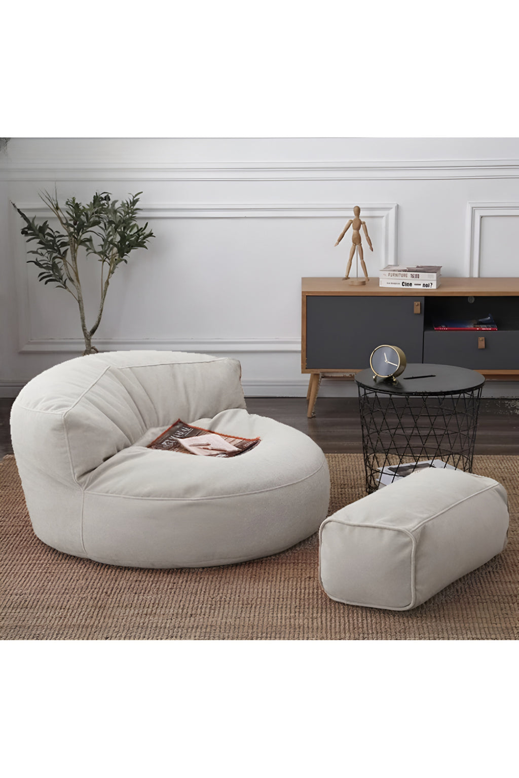 GoodNight&SoftHome Twist Puf Berjer Takım Rahat Yeni Nesil Bench - Beyaz - 100 x 100