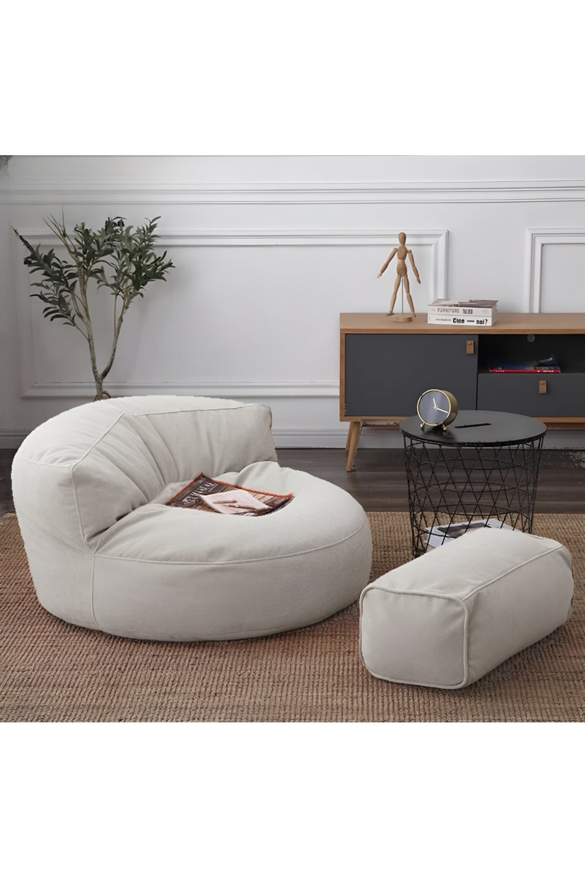 GoodNight&SoftHome Twist Puf Berjer Takım Rahat Yeni Nesil Bench - Beyaz - 100 x 100