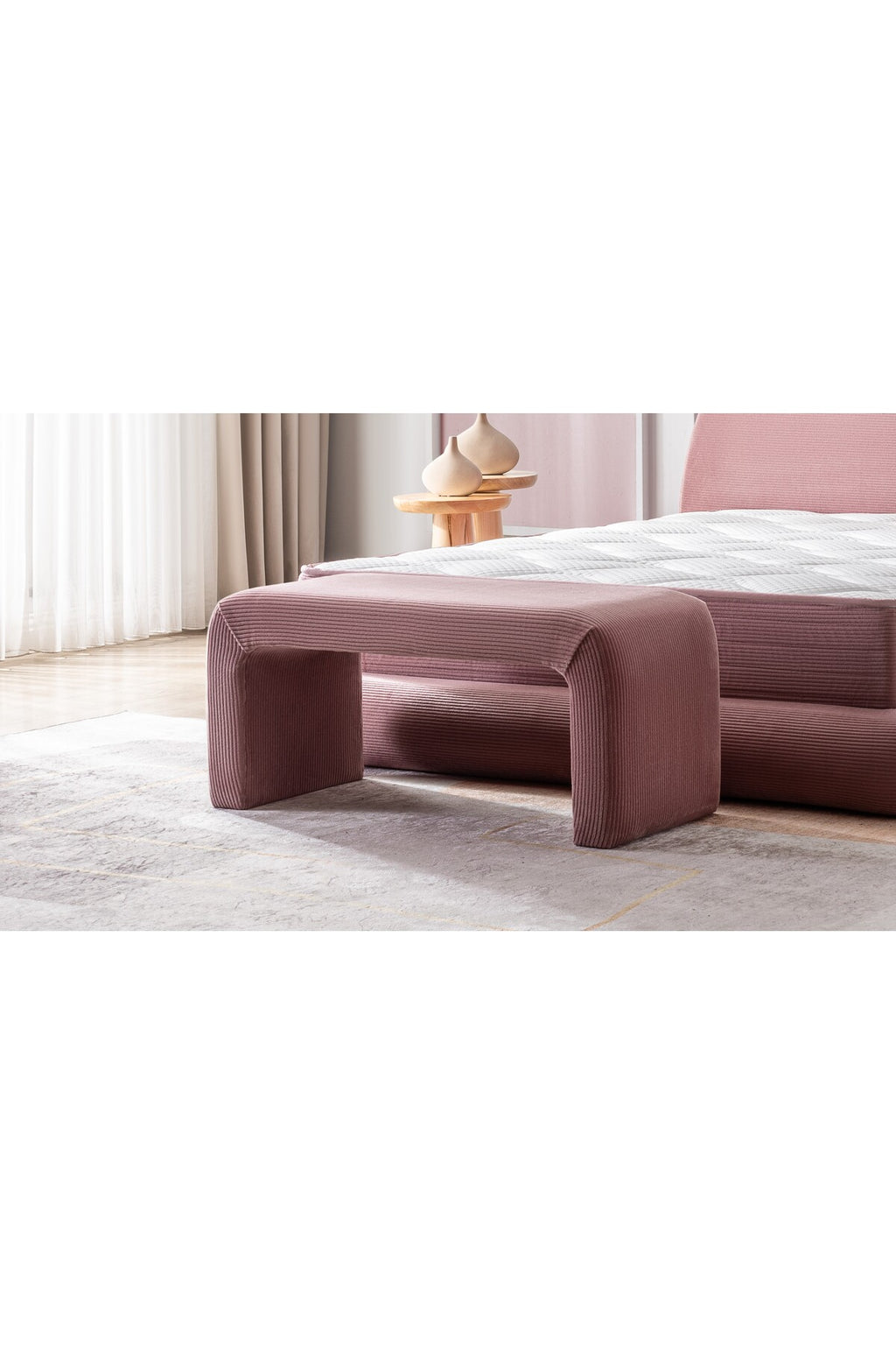 Yeni Nesil Duo Legom Bench - İkili Tabure & Sehpa Seti - Pembe - 60 x 100